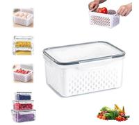Relativityi/Repertoireof Transparent Plastic Food Storage Containers,Household Large Fruit Containers Box,3pc Household Transparent Foods Storag Box,Fast Draining with Removable Colander (#Grey,s)