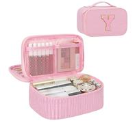Relavel Birthday Gifts for Women - Initial Makeup Bag with Compartment, Small Pink Cosmetic Bag for Teacher Graduation Gift, Personalized Travel Cosmetic Bags for Essentials - Pink Y