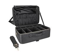 Relavel Extra Large Makeup Bag, Makeup Case Professional Makeup Artist Kit Train Case Travel Cosmetic Bag Brush Organizer, Waterproof Leather Material, with Adjustable Shoulder Straps and Dividers