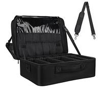 Relavel Extra Large Travel Makeup Train Case 17.7" Professional Artist Organizer Box for Women and Girls - Portable Nail and Art Supply Bag With Adjustable Dividers, Attaches to Trolley
