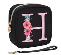 Relavel Initial Small Makeup Bag for Purse, Personalized Gifts for Women Girls Travel Cosmetic Pouch with Card Slot, Mini Lipstick Pouch with Removable Handle, Portable Skincare Bag For Daily Use