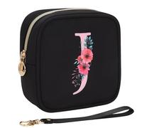 Relavel Initial Small Makeup Bag for Purse, Personalized Gifts for Women Girls Travel Cosmetic Pouch with Card Slot, Mini Lipstick Pouch with Removable Handle, Portable Skincare Bag For Daily Use