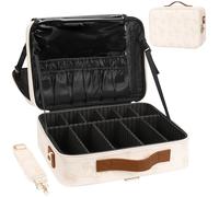 Relavel Large Makeup Case, Professional Makeup Artists Bag with Adjustable Dividers, Waterproof & Portable Train Case Storage Organizer Box with Shoulder Strap