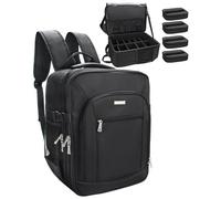 Relavel Makeup Backpack Extra Large Makeup Case Professional Travel Train Case Makeup Bag for Women Cosmetic Case Storage Organizer for Make Up Artist 3 Layer Large Capacity with 4 Small Cosmetic Bag