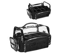 Relavel Makeup Brush Case - Extra Large, Professional Makeup Brush Holder Makeup Artist Travel Case Clear Waterproof Cosmetic Organizer Bag with Adjustable Strap and Dividers, Full Open Easy to Access
