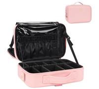 Relavel Portable Travel Makeup Bag with Adjustable Dividers for Cosmetics, Makeup Brushes, Toiletries, Digital Jewelry, Accessories