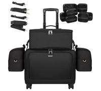 Relavel Rolling Makeup Bag Professional Makeup Artist Bags 4 in 1 Makeup Case on Wheels Rolling Cosmetics Organizer Extra Large Cosmetology Case with 360° Swivel Wheels and Adjustable Dividers