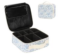 Relavel Travel Makeup Train Case Makeup Cosmetic Case Organizer Portable Artist Storage Bag with Adjustable Dividers for Cosmetics Makeup Brushes Toiletry Jewelry, Floral Print, A Small, Travel Makeup