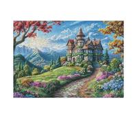 Relax And Challenge Yourself with Castle Path Flower Field Rural Countryside Wild 300 Piece Adult Puzzle Fun Stimulating And Perfect for Home 300 PCS（40x28cm）