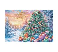 Relax And Challenge Yourself with Christmas Tree Winter Snow Gift Wild Nature Rural Countryside 1000 Piece Adult Puzzle Fun Stimulating And Perfect for Home 1000 PCS（75x50cm）