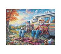 Relax And Challenge Yourself with Elder Couple Camper Van Camping Leisure Life 500 Piece Adult Puzzle Fun Stimulating And Perfect for Home 500 PCS（52×38cm）
