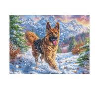Relax And Challenge Yourself with German Shepherd Winter Snow Forest Wild Nature Rural Countryside 500 Piece Adult Puzzle Fun Stimulating And Perfect for Home 500 PCS（52×38cm）