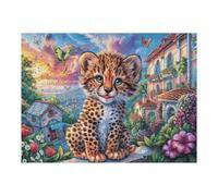 Relax And Challenge Yourself with Town Flower Wall Leopard Wildlife Wild Nature Rural 500 Piece Adult Puzzle Fun Stimulating And Perfect for Home 500 PCS（52×38cm）
