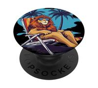 Relax and Recharge with this Chill Lion on Vacation Costume PopSockets Adhesive PopGrip