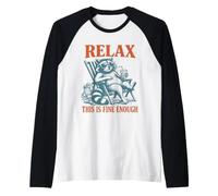 Relax Chaos is Cozy Funny Raccoon Lover Humor Gag Introvert Raglan Baseball Tee