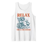 Relax Chaos is Cozy Funny Raccoon Lover Humor Gag Introvert Tank Top