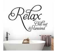 Relax, Chill Out, Unwind - Bathroom, Spa Wall Quote, Decal Wall Art Sticker [Large] [Black]