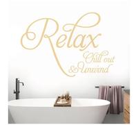 Relax, Chill Out, Unwind - Bathroom, Spa Wall Quote, Decal Wall Art Sticker [Large] [Cream]