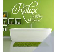 Relax, Chill Out, Unwind - Bathroom, Spa Wall Quote, Decal Wall Art Sticker [Large] [Silver]