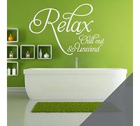 Relax, Chill Out, Unwind - Bathroom, Spa Wall Quote, Decal Wall Art Sticker [Medium] [Dark Grey]