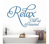 Relax, Chill Out, Unwind - Bathroom, Spa Wall Quote, Decal Wall Art Sticker [Medium] [Marina]
