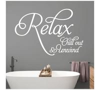 Relax, Chill Out, Unwind - Bathroom, Spa Wall Quote, Decal Wall Art Sticker [Medium] [White]