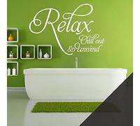Relax, Chill Out, Unwind - Bathroom, Spa Wall Quote, Decal Wall Art Sticker [x] [Black]