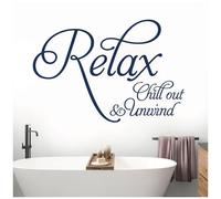 Relax, Chill Out, Unwind - Bathroom, Spa Wall Quote, Decal Wall Art Sticker [x] [Cobalt]