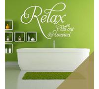 Relax, Chill Out, Unwind - Bathroom, Spa Wall Quote, Decal Wall Art Sticker [x] [Gold]