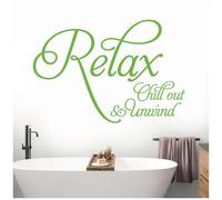 Relax, Chill Out, Unwind - Bathroom, Spa Wall Quote, Decal Wall Art Sticker [x] [Lime]