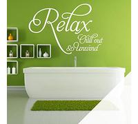 Relax, Chill Out, Unwind - Bathroom, Spa Wall Quote, Decal Wall Art Sticker [x] [White]