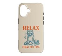 Relax Feral But Fine Funny Raccoon Lover Coffee Chaos Women Case for iPhone 16