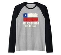 Relax Gringo Im Legal Chile Flag Distressed Raglan Baseball Tee