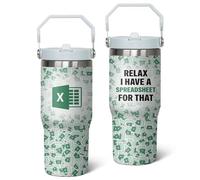 Relax,I Have A Spreadsheet for That, 30 oz Tumbler with Handle and Flip Straw, Coffee Mug Water Bottle Stainless Steel Cup, Funny Gifts for Accountant Employee Coworker CPA Boss Women Men