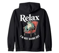 Relax I'm Not Going Out Frog Introvert Zip Hoodie