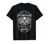 Relax It's Rec Play Nobody Getting Drafted Pickleball Player Value Graphic T-Shirt, Men, Black, S