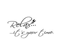 Relax It's Your Time Flowers Shower Room Bathroom Yoga Room Massage Beauty Salon Vinyl Art Sticker 28x60.2cm Art Mural Painting Black