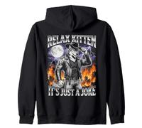 Relax Kitten It's Just A Joke Funny Alpha Wolf Meme Zip Hoodie