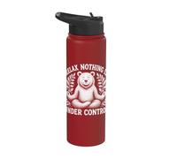 Relax Nothing is Under Control Bear Yoga Meditation Sarcasm Stainless Steel Insulated Water Bottle