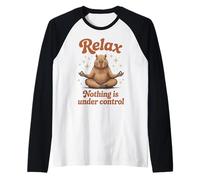 Relax, Nothing is Under Control Zen Capybara Funny Raglan Baseball Tee