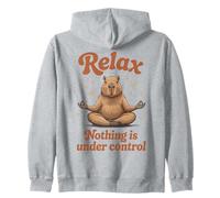 Relax, Nothing Is Under Control Zen Capybara Funny Zip Hoodie