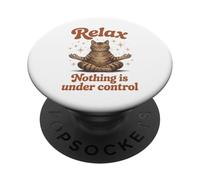 Relax Nothing Is Under Control Zen Tabby Cat Graphic PopSockets Adhesive PopGrip