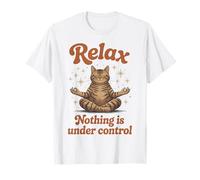 Relax Nothing is Under Control Zen Tabby Cat Graphic T-Shirt