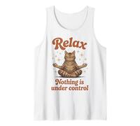 Relax Nothing is Under Control Zen Tabby Cat Graphic Tank Top