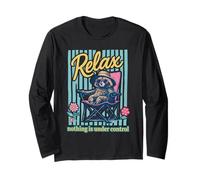 Relax Nothing Under Control Funny Raccoon Camping Vacation Long Sleeve T-Shirt