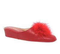 Relax Pom Pom II Womens Leather Slippers 4 UK Red