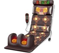 Relax Pro 3D Massage Mat for Shiatsu Massage - Full Body Heated Pad with 10 Vibrating Nodes, Adjustable Cervical Pillow & Lumbar Heat, FDA Registered for Back/Neck/Shoulder Pain Relief(Color:Brown)