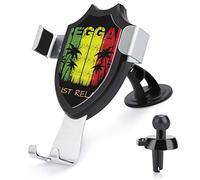 Relax Reggae Music Palm Trees On Black Car Phone Mount Stand, Hands Free Cell Mobile Phone Holder, Non-Slip Ultra Stable Universal Fit Automobile Clamp Cradle