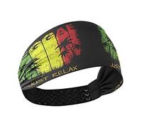 Relax Reggae Music Palm Trees On Black Women's Headbands Yoga Workout Exercise Stretchy Headband Breathable Head Wraps Sweat Wicking Hair Bands Head Scarf for Sports