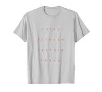 Relax Release Restore Renew Calming Yoga Meditation T-Shirt, Men, Silver Grey, X-Large